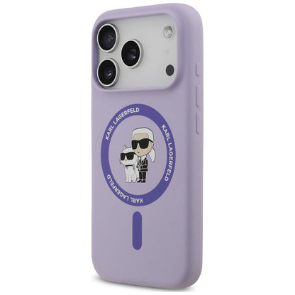 Custodia MagSafe per Apple iPhone 18 Pro Max / 17 Pro Max, Karl Lagerfeld, Silicone Ring Karl & Choupette, Viola