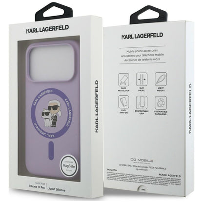 Custodia MagSafe per Apple iPhone 18 Pro Max / 17 Pro Max, Karl Lagerfeld, Silicone Ring Karl & Choupette, Viola