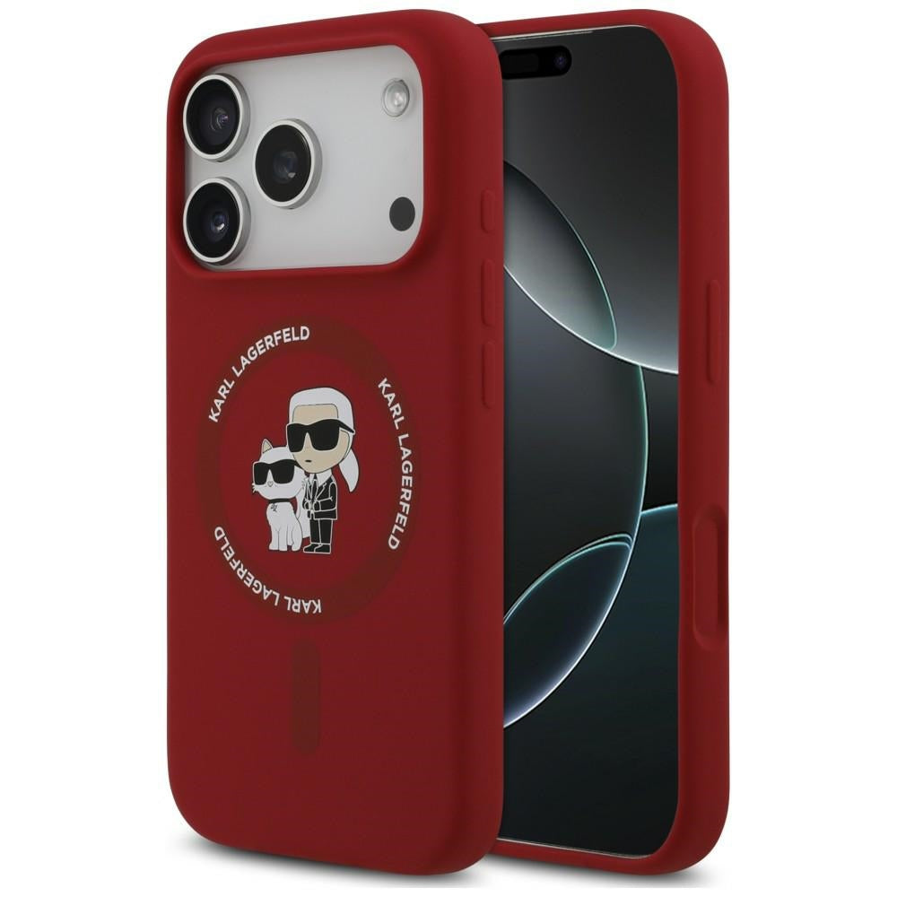 Custodia MagSafe per Apple iPhone 18 Pro Max / 17 Pro Max, Karl Lagerfeld, Silicone Ring Karl & Choupette, rosa