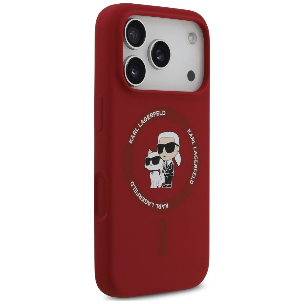 Custodia MagSafe per Apple iPhone 18 Pro Max / 17 Pro Max, Karl Lagerfeld, Silicone Ring Karl & Choupette, rosa