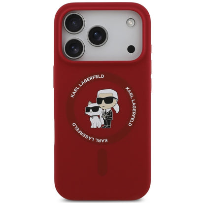 Custodia MagSafe per Apple iPhone 18 Pro Max / 17 Pro Max, Karl Lagerfeld, Silicone Ring Karl & Choupette, rosa