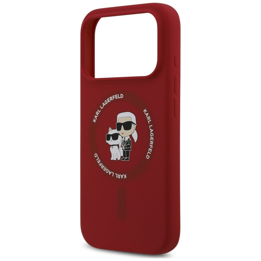 Custodia MagSafe per Apple iPhone 18 Pro Max / 17 Pro Max, Karl Lagerfeld, Silicone Ring Karl & Choupette, rosa