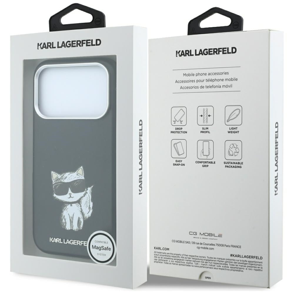 Custodia MagSafe per Apple iPhone 18 Pro Max / 17 Pro Max, Karl Lagerfeld, Smooth Choupette Sketch, Nera