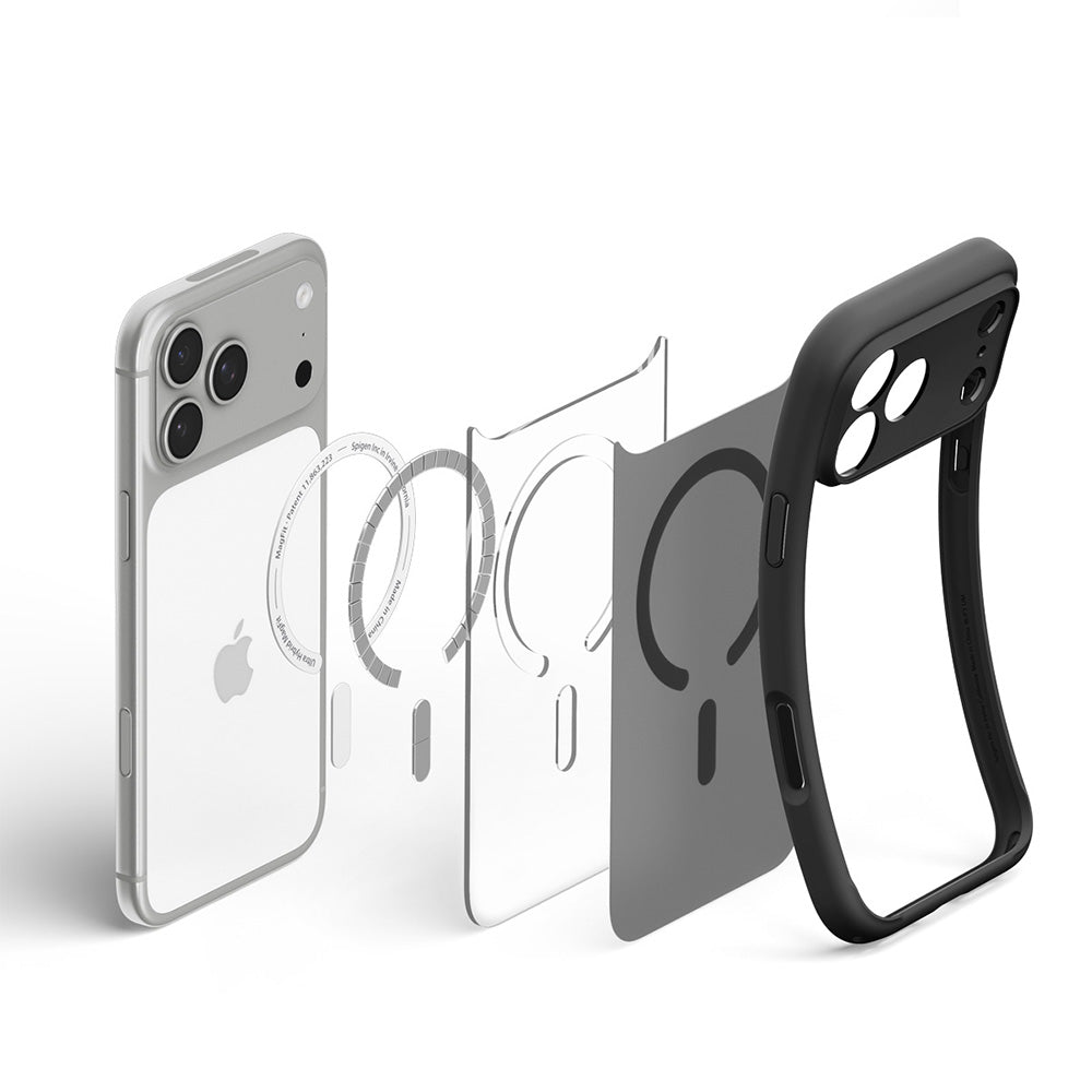 Custodia MagSafe per Apple iPhone 18 Pro Max / 17 Pro Max, Spigen, Ultra Hybrid, Nero Satinato ACS12123