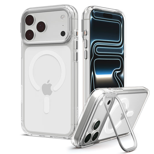 Custodia MagSafe per Apple iPhone 18 Pro Max / 17 Pro Max, Spigen, Ultra Hybrid Optik S, Argento Trasparente ACS11908