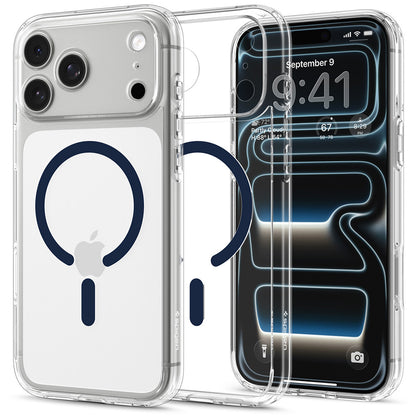 Custodia MagSafe per Apple iPhone 18 Pro Max / 17 Pro Max, Spigen, Ultra Hybrid, Trasparente Blu Navy ACS12121