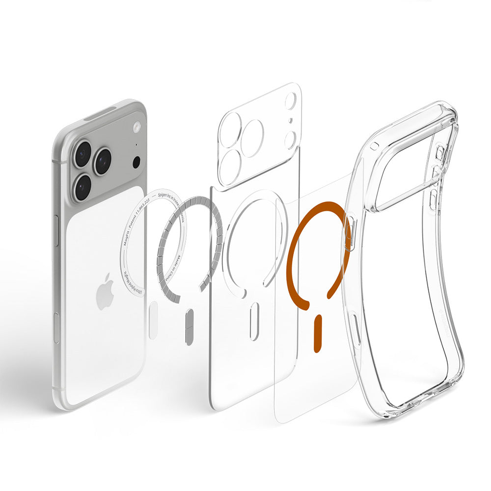 Custodia MagSafe per Apple iPhone 18 Pro Max / 17 Pro Max, Spigen, Ultra Hybrid, Trasparente Arancione ACS12122