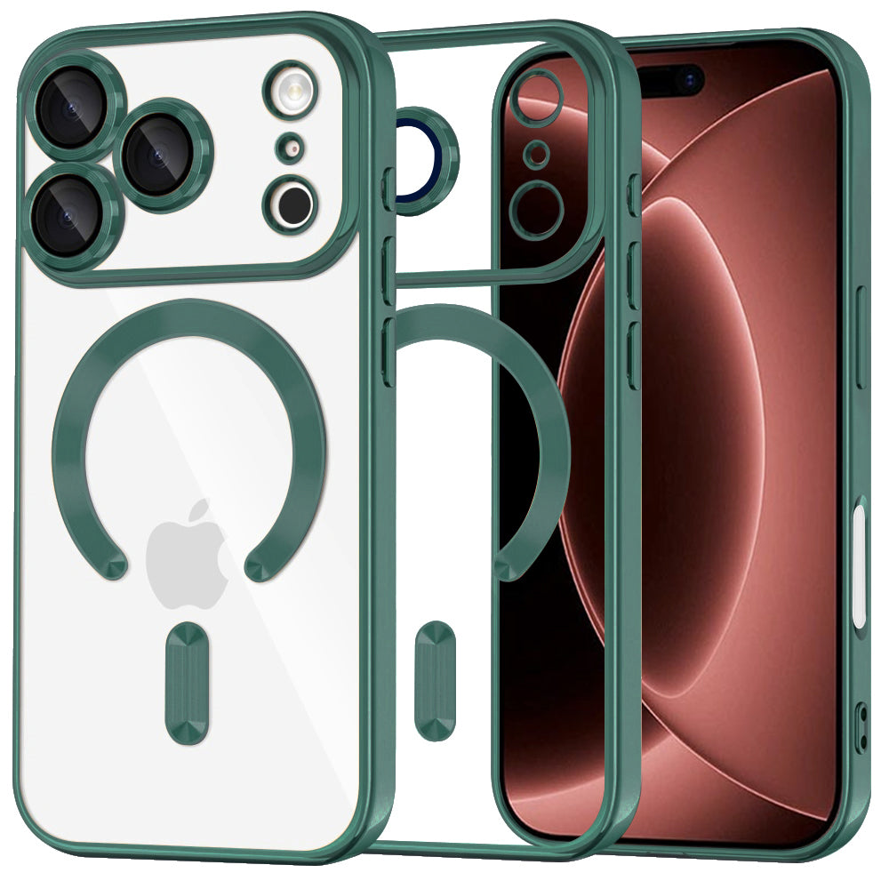 Custodia MagSafe per Apple iPhone 18 Pro Max / 17 Pro Max, Techsuit, Luxury Crystal, Verde Scuro