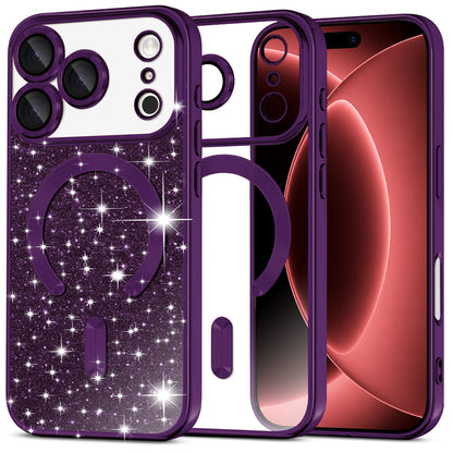 Custodia MagSafe per Apple iPhone 18 Pro Max / 17 Pro Max, Techsuit, Luxury Glitter, Viola Scuro