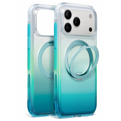 Custodia MagSafe per Apple iPhone 18 Pro Max / 17 Pro Max, Torras, Ostand O3 Air Gradient, Verde Blu