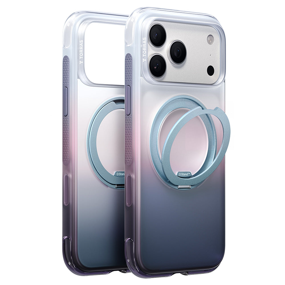 Custodia MagSafe per Apple iPhone 18 Pro Max / 17 Pro Max, Torras, Ostand O3 Air Gradient, Viola Arancione