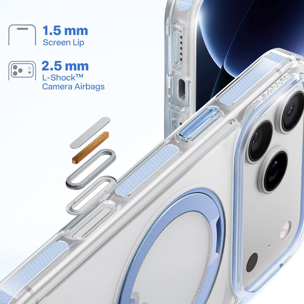 Custodia MagSafe per Apple iPhone 18 Pro Max / 17 Pro Max, Torras, Ostand O3 Light, Blu