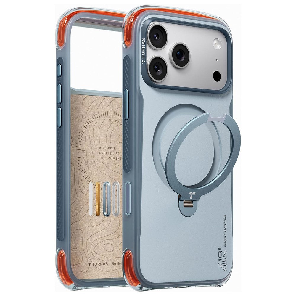 Custodia MagSafe per Apple iPhone 18 Pro Max / 17 Pro Max, Torras, Ostand Q3 Air Pro, Blu