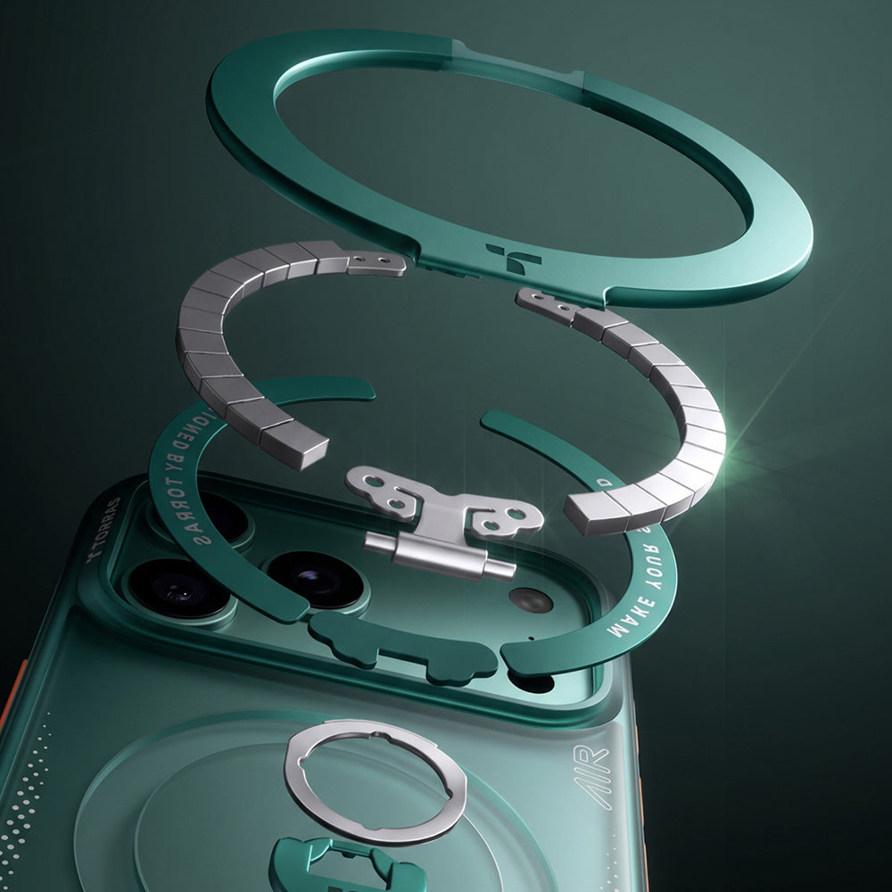 Custodia MagSafe per Apple iPhone 18 Pro Max / 17 Pro Max, Torras, Ostand Q3 Air, Verde