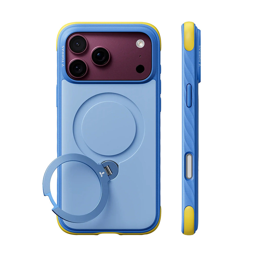 Custodia MagSafe per Apple iPhone 18 Pro Max / 17 Pro Max, Torras, Ostand Q3 Rugged, Blu