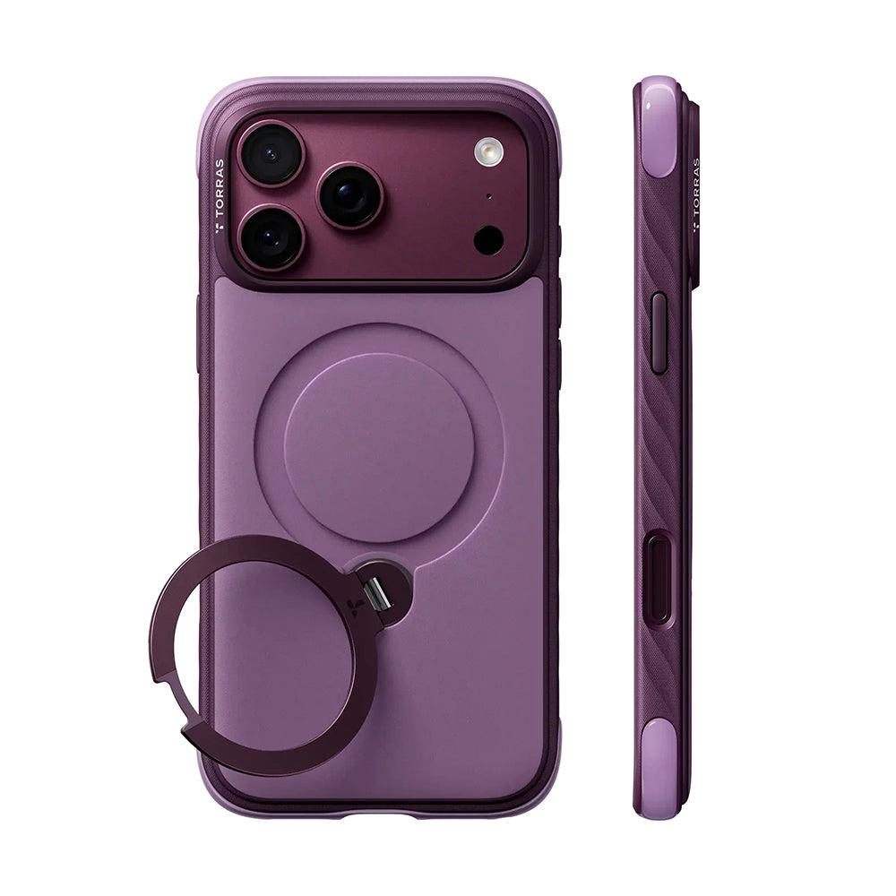 Custodia MagSafe per Apple iPhone 18 Pro Max / 17 Pro Max, Torras, Ostand Q3 Rugged, Viola