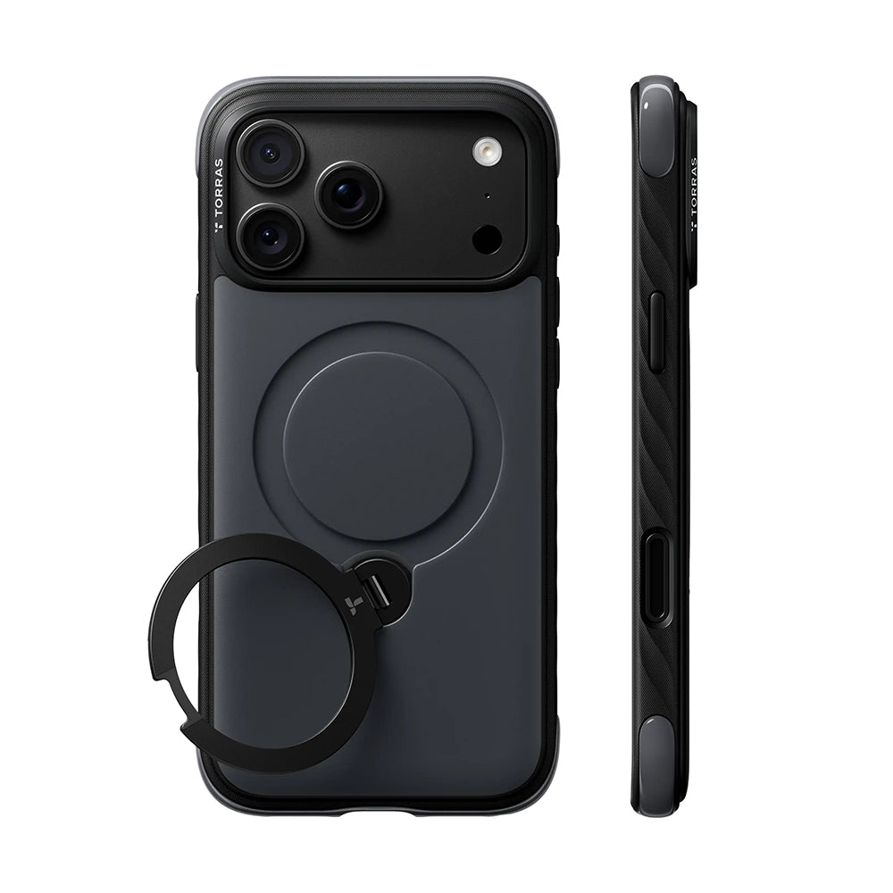 Custodia MagSafe per Apple iPhone 18 Pro Max / 17 Pro Max, Torras, Ostand Q3 Rugged, Nera