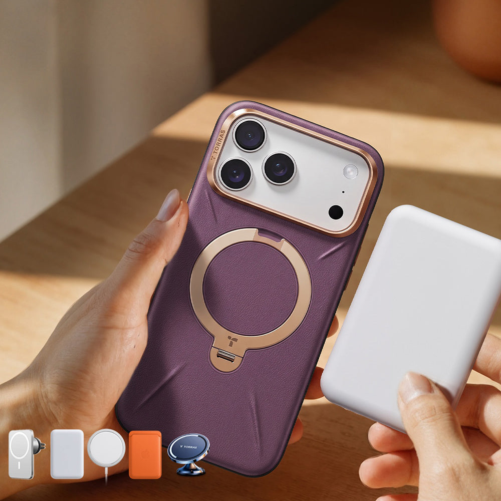 Custodia MagSafe per Apple iPhone 18 Pro Max / 17 Pro Max, Torras, QPRO Leather, Viola