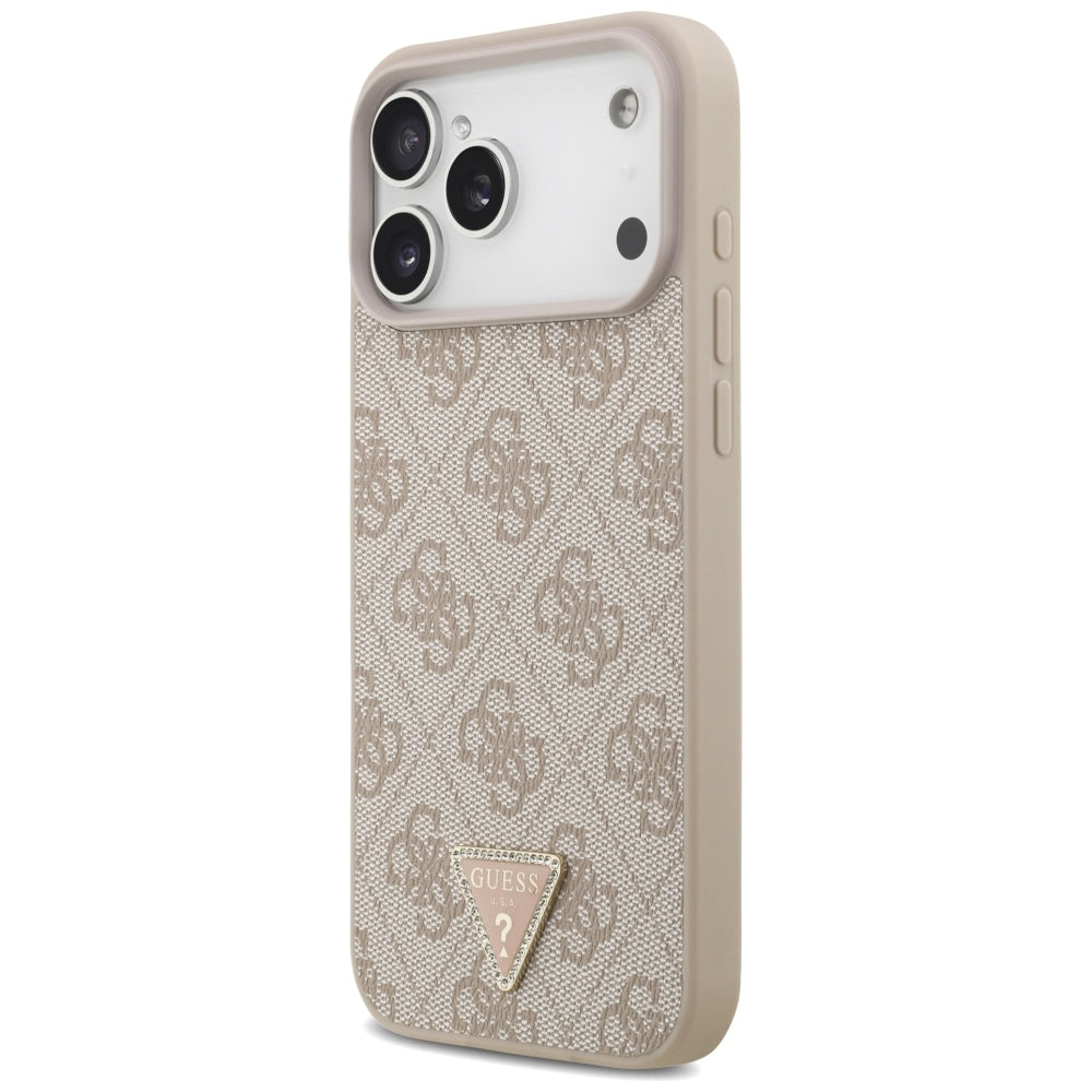 Custodia MagSafe per Apple iPhone 18 Pro Max, Guess, 4G Triangle Strass, Rosa