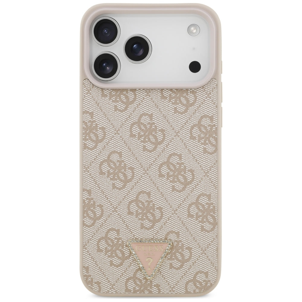 Custodia MagSafe per Apple iPhone 18 Pro Max, Guess, 4G Triangle Strass, Rosa