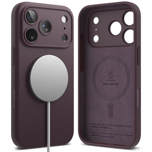 Custodia MagSafe per Apple iPhone 18 Pro, Ringke, silicone, bordeaux scuro