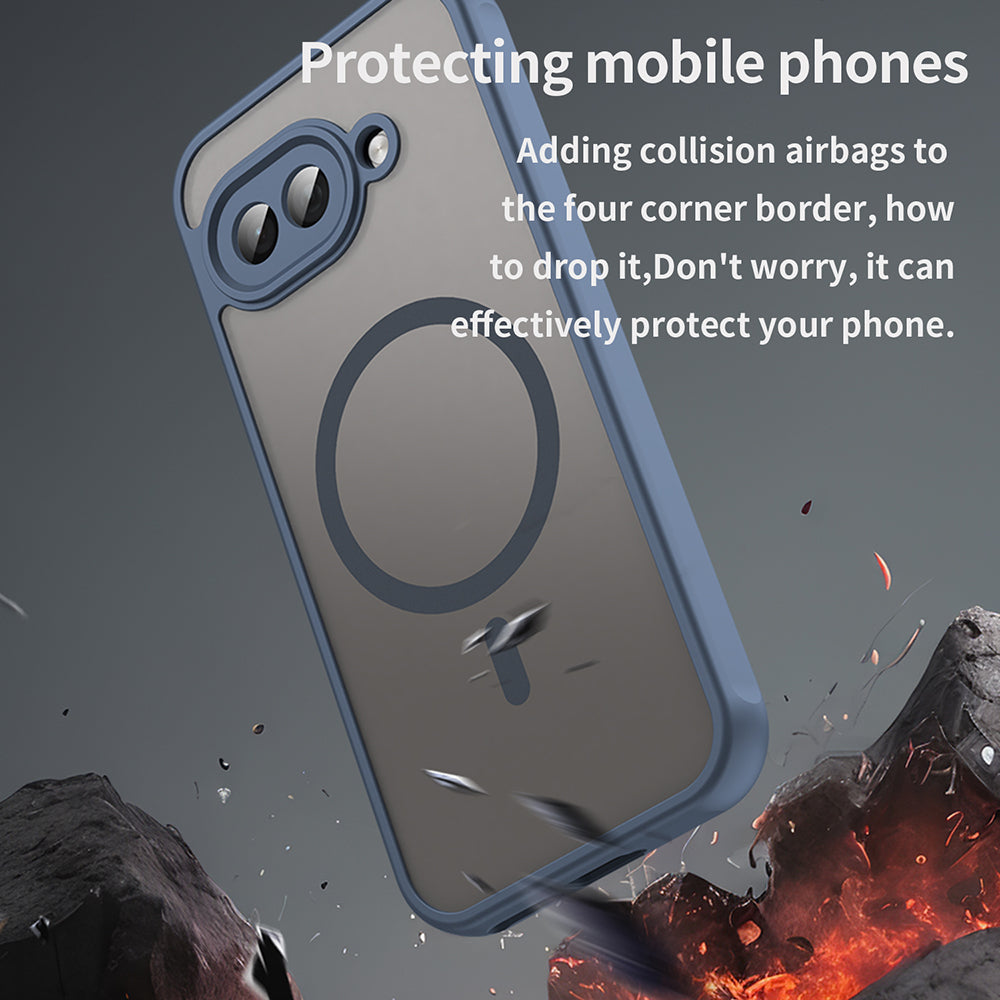 Custodia MagSafe per Google Pixel 9a, Techsuit, HaloFrost II, Blu Navy