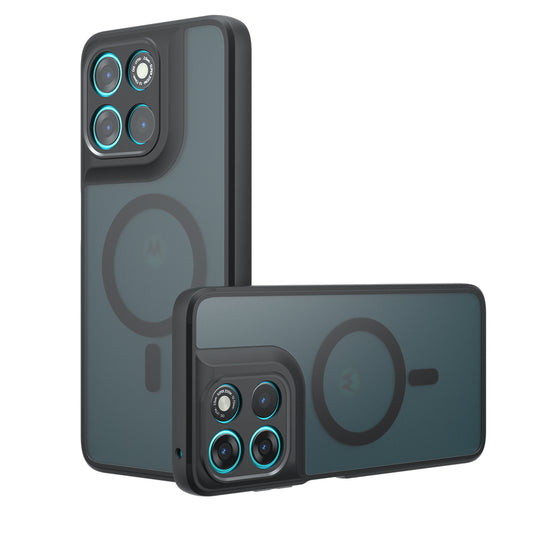 Custodia MagSafe per Motorola Moto G77 / G67, Techsuit, PureFrost, Nera Satinata