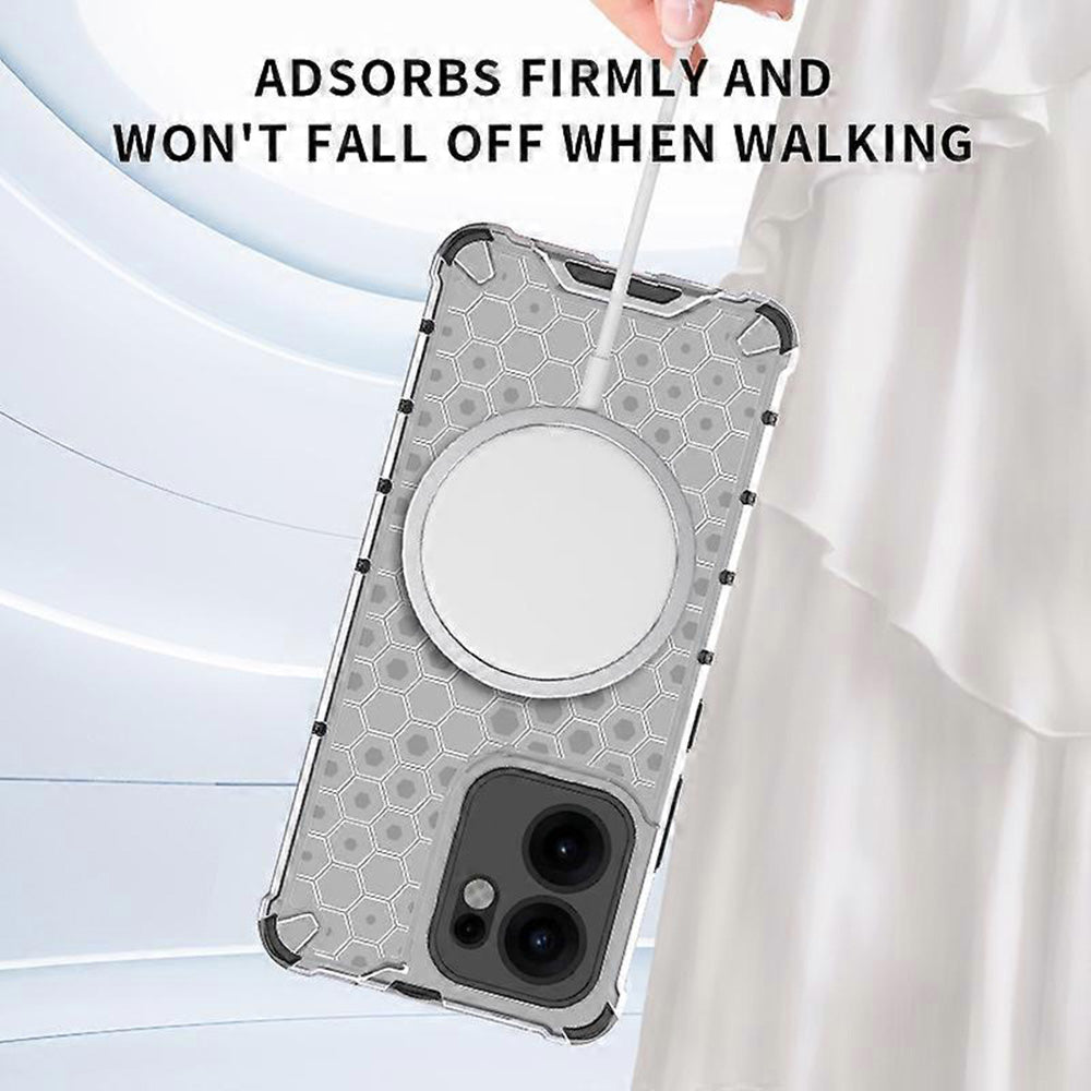 Custodia MagSafe per Oppo Reno13 FS 5G / Reno13 F 4G / Reno13 F, Techsuit, HoneyComb Shield, Nera