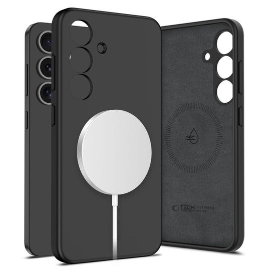 Custodia MagSafe per Samsung Galaxy S25 S931, Tech-Protect, Silicone Liquido, Nera
