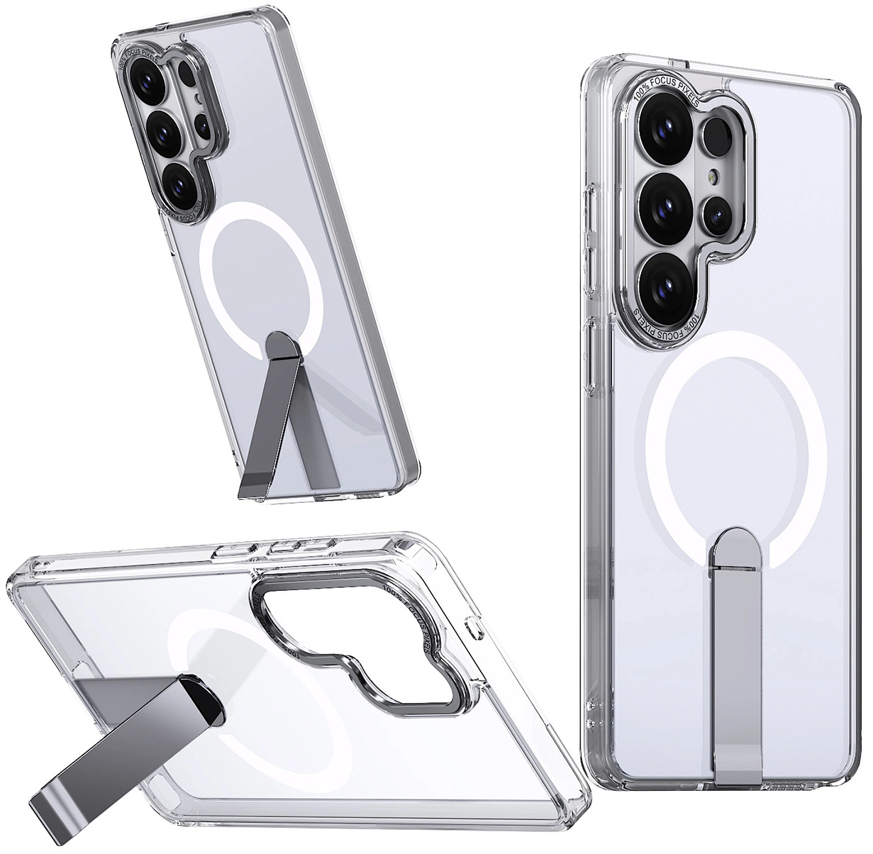 Custodia MagSafe per Samsung Galaxy S26 S942, Hybrid Armor, X con Supporto, Trasparente