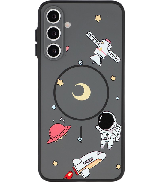 Custodia MagSafe per Samsung Galaxy A16 5G A166 / A16 4G A165, OEM, Astronauta Cartoon, Nera