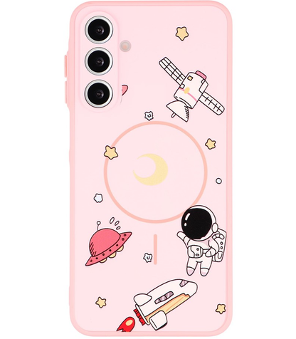 Custodia MagSafe per Samsung Galaxy S26 Ultra S948, OEM, Astronauta Cartoon, Rosa
