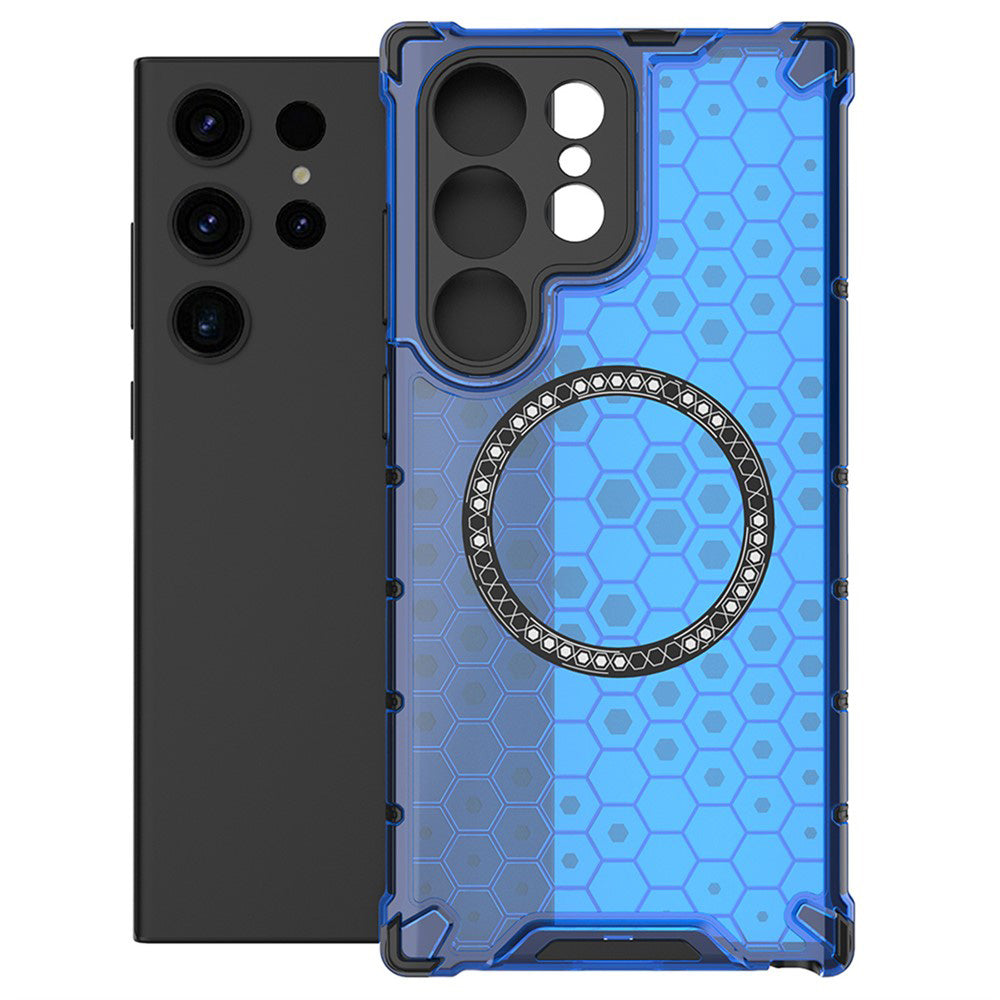 Custodia MagSafe per Samsung Galaxy S25 Ultra S938, Techsuit, HoneyComb Shield, Blu
