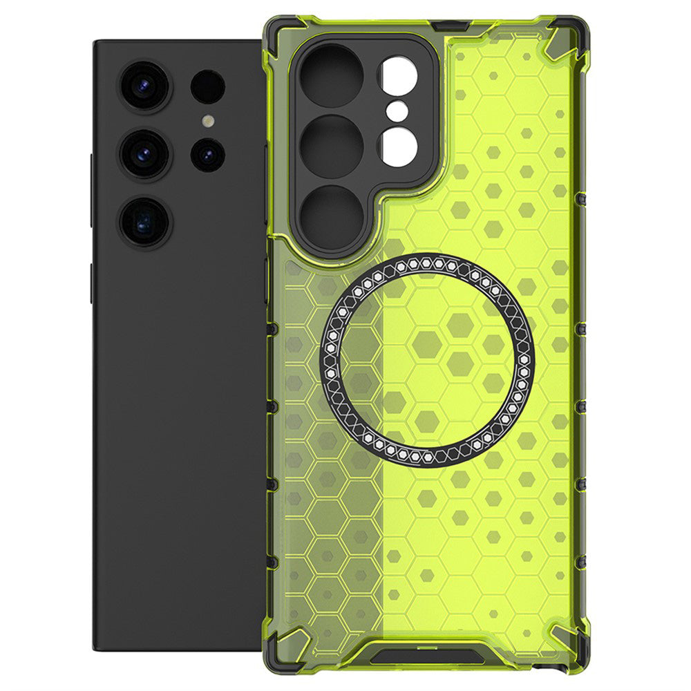 Custodia MagSafe per Samsung Galaxy S25 Ultra S938, Techsuit, HoneyComb Shield, Verde
