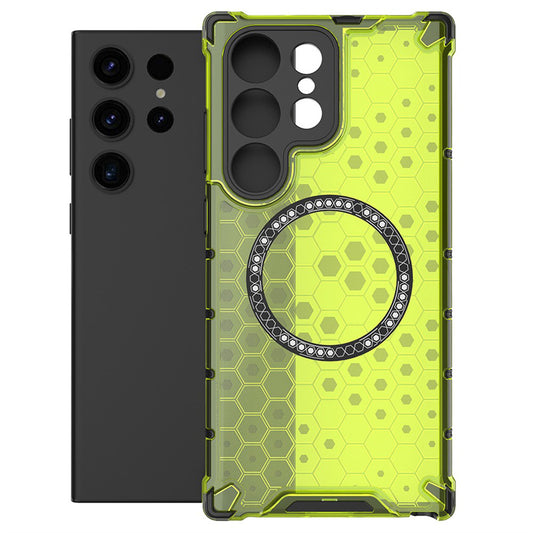 Custodia MagSafe per Samsung Galaxy S25 Ultra S938, Techsuit, HoneyComb Shield, Verde