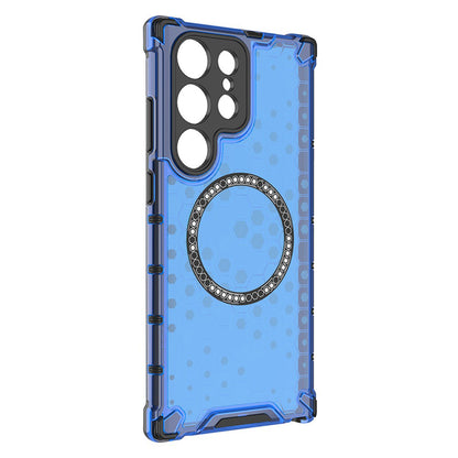 Custodia MagSafe per Samsung Galaxy S25 Ultra S938, Techsuit, HoneyComb Shield, Blu