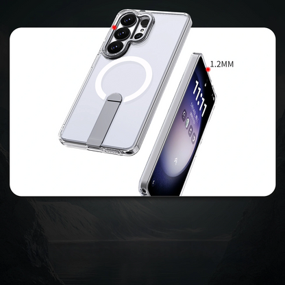 Custodia MagSafe per Samsung Galaxy S26 Ultra S948, Hybrid Armor, X con Supporto, Trasparente