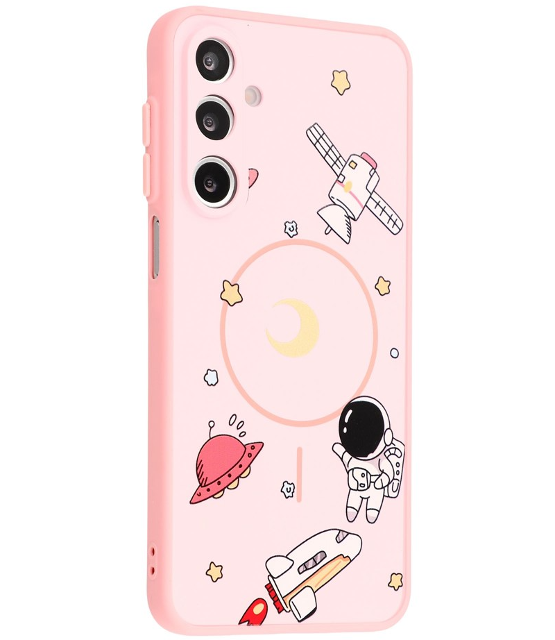 Custodia MagSafe per Samsung Galaxy S26 Ultra S948, OEM, Astronauta Cartoon, Rosa