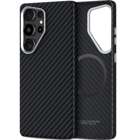 Custodia MagSafe per Samsung Galaxy S25 Ultra S938, Tech-Protect, Ion Carbon, Nera