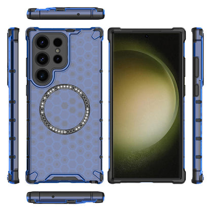 Custodia MagSafe per Samsung Galaxy S24 Ultra S928, Techsuit, HoneyComb Shield, Blu