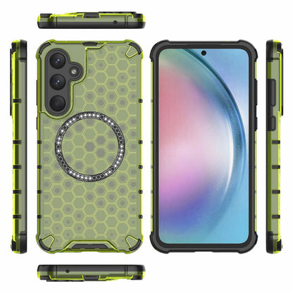 Custodia MagSafe per Samsung Galaxy S25 S931, Techsuit, HoneyComb Shield, Verde