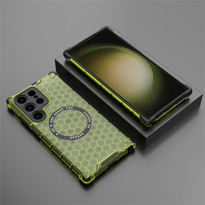 Custodia MagSafe per Samsung Galaxy S25 Ultra S938, Techsuit, HoneyComb Shield, Verde