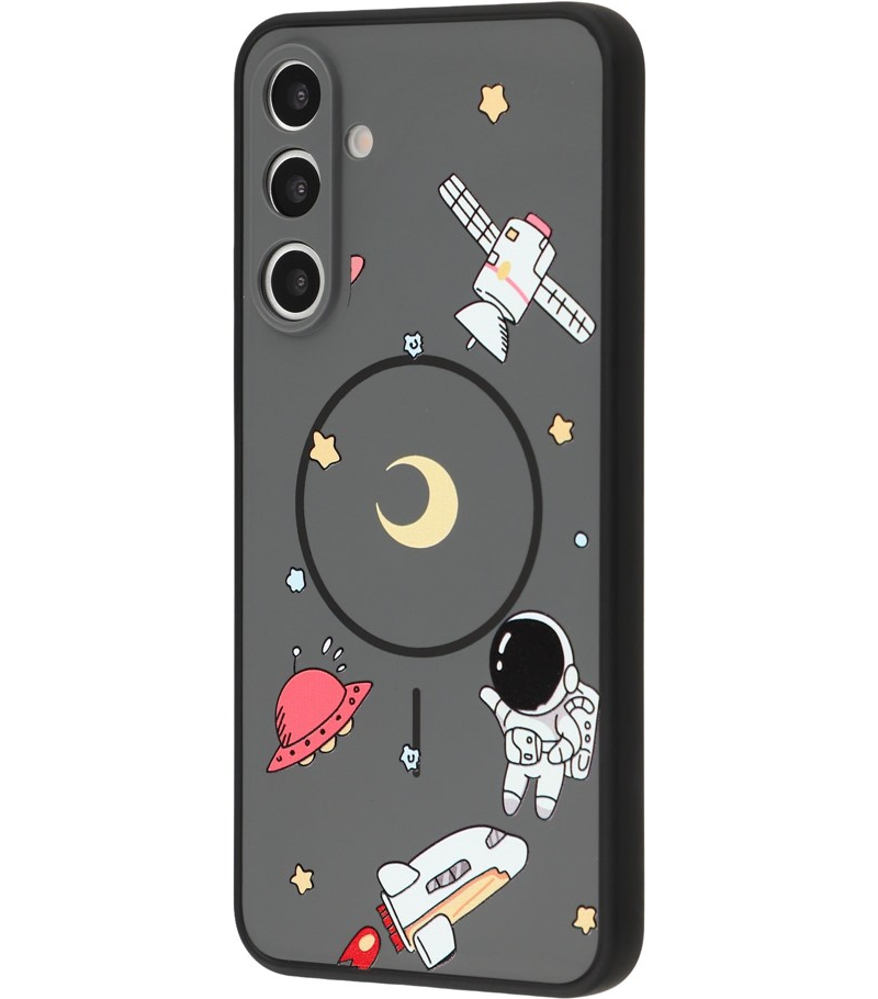 Custodia MagSafe per Samsung Galaxy A16 5G A166 / A16 4G A165, OEM, Astronauta Cartoon, Nera