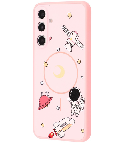 Custodia MagSafe per Samsung Galaxy S25 Ultra S938, OEM, Astronauta Cartoon, Rosa