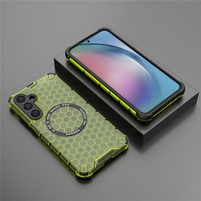 Custodia MagSafe per Samsung Galaxy S25 S931, Techsuit, HoneyComb Shield, Verde