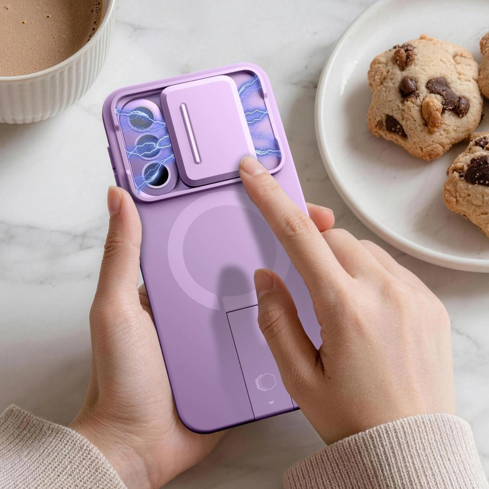 Custodia MagSafe per Samsung Galaxy A57 5G, Tech-Protect, Kevlar Aura, Viola