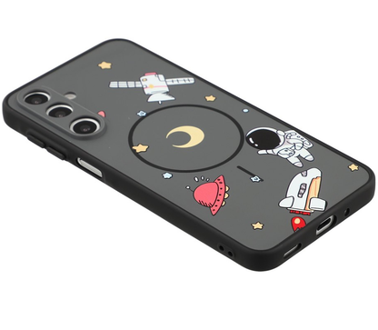 Custodia MagSafe per Samsung Galaxy A16 5G A166 / A16 4G A165, OEM, Astronauta Cartoon, Nera