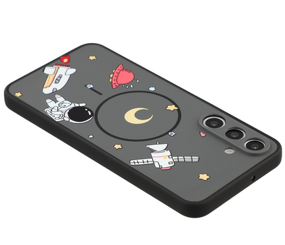 Custodia MagSafe per Samsung Galaxy A16 5G A166 / A16 4G A165, OEM, Astronauta Cartoon, Nera