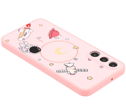 Custodia MagSafe per Samsung Galaxy S25 Ultra S938, OEM, Astronauta Cartoon, Rosa