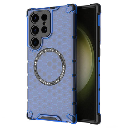 Custodia MagSafe per Samsung Galaxy S24 Ultra S928, Techsuit, HoneyComb Shield, Blu